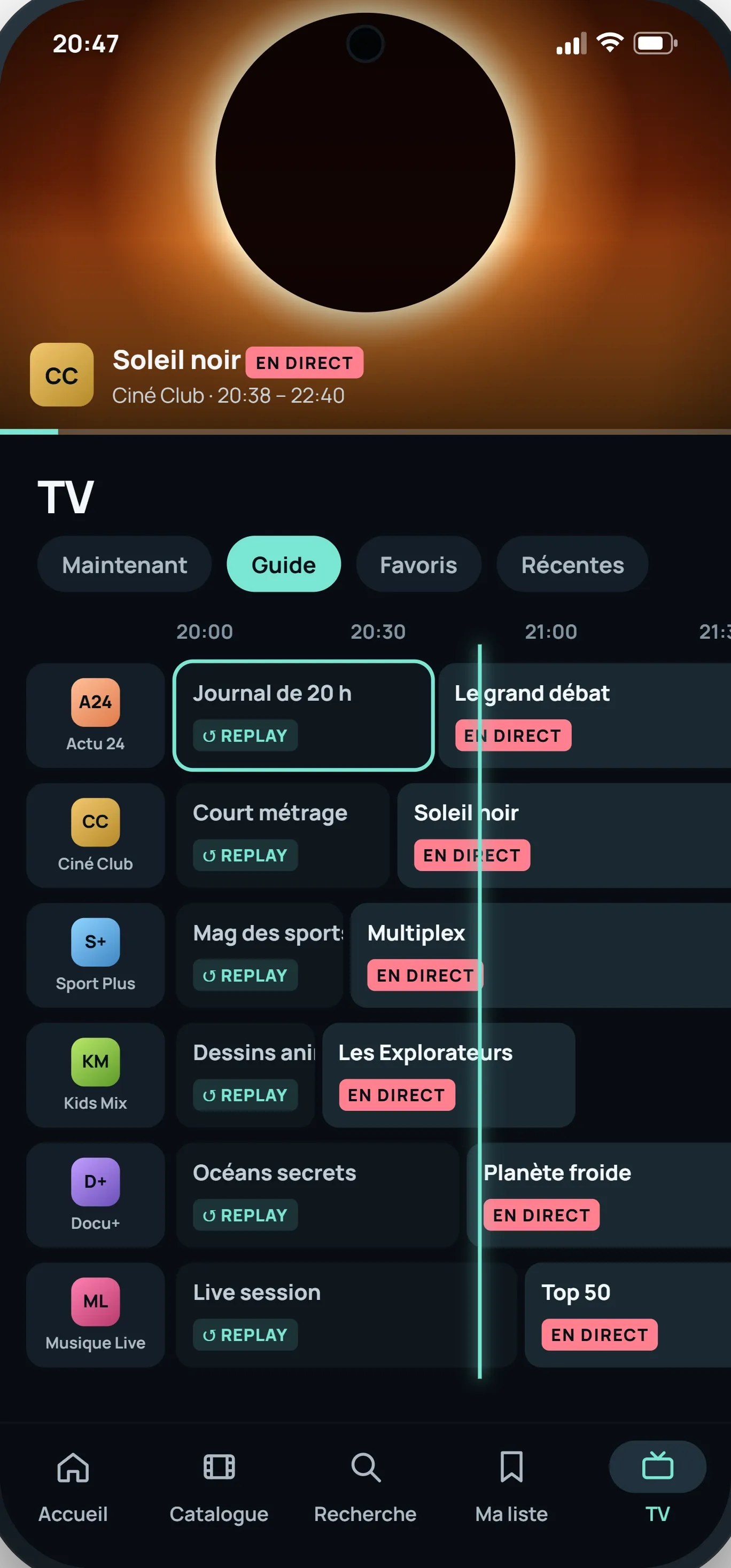 Sur téléphone, la télé en direct avec le guide des programmes