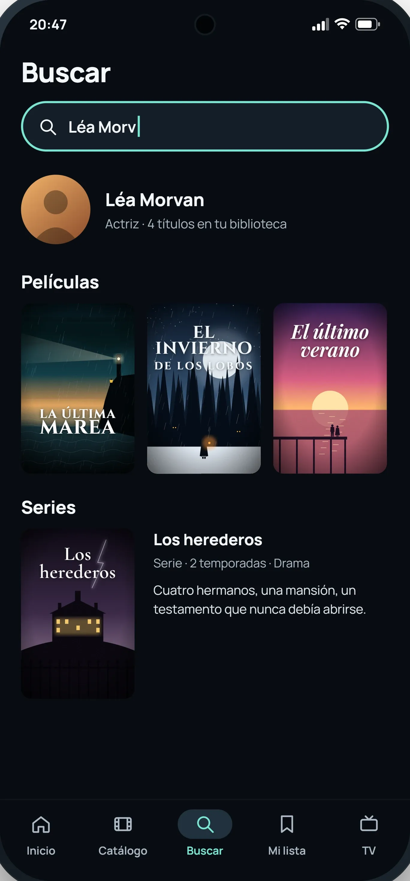 Búsqueda en el teléfono: un actor, sus películas y sus series