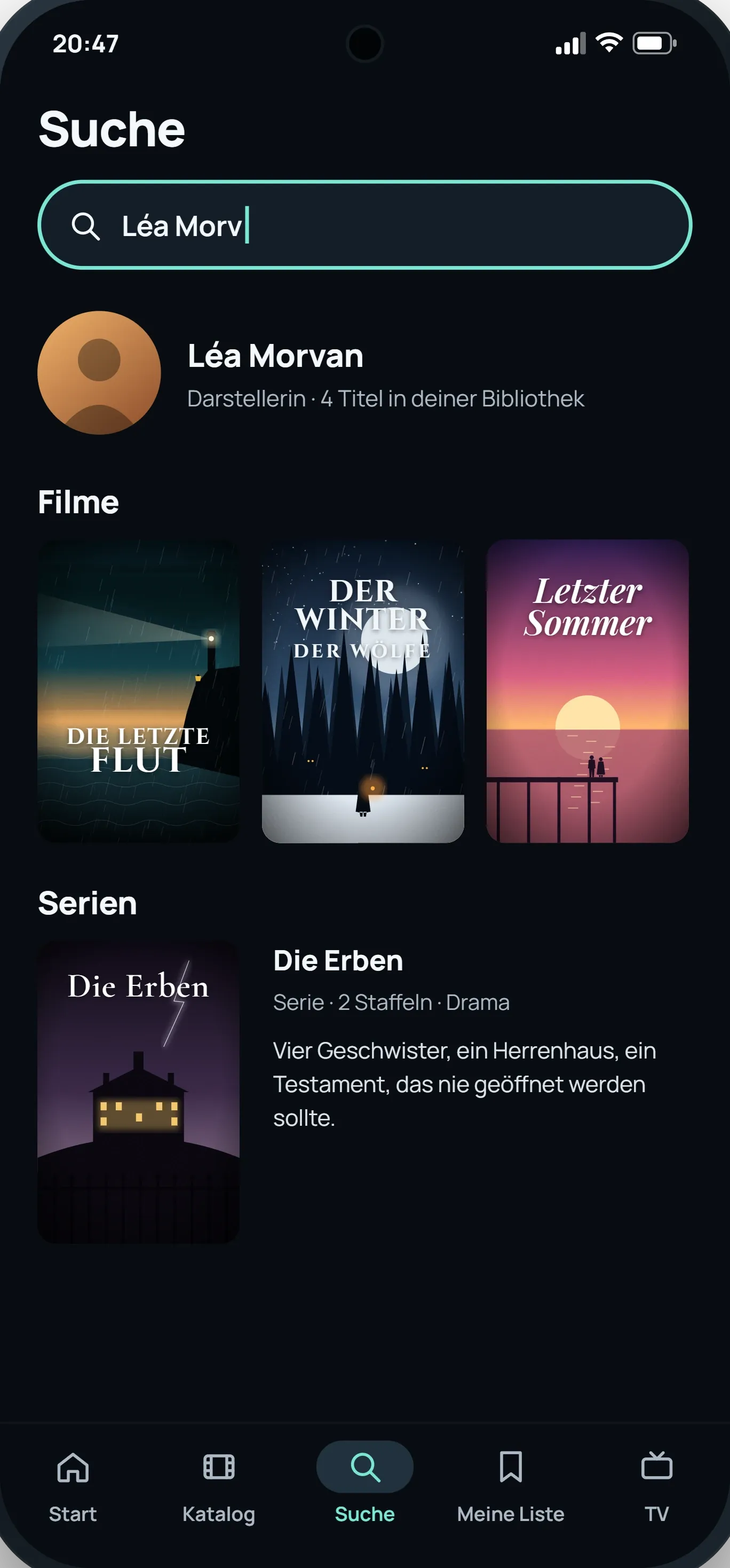 Suche auf dem Smartphone: ein Darsteller, seine Filme und Serien