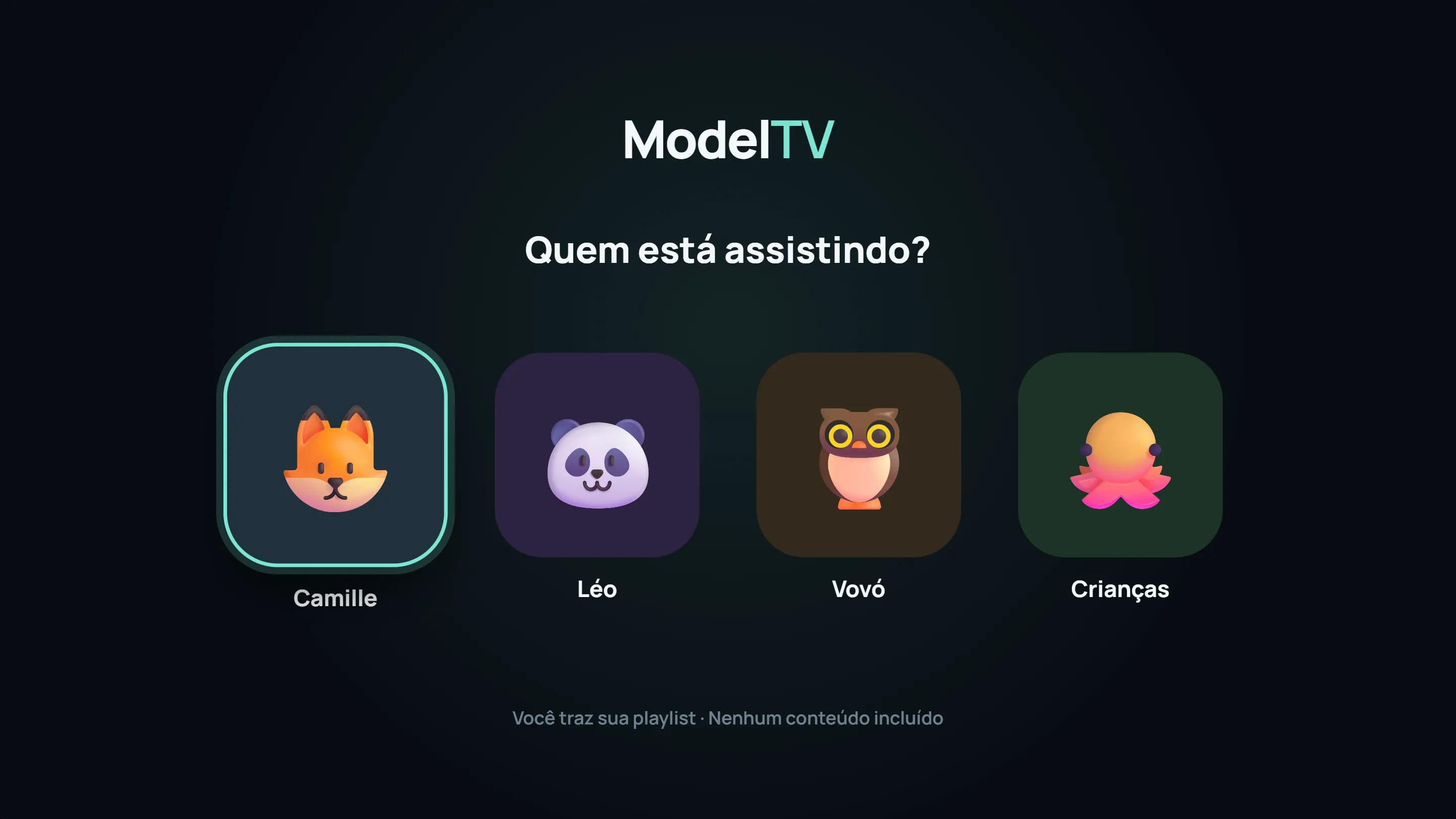 Tela “Quem está assistindo?” com quatro perfis